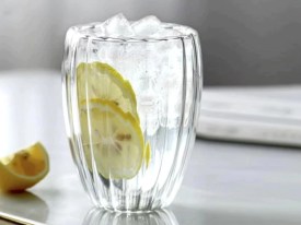 Vaso vidrio doble rayado grande